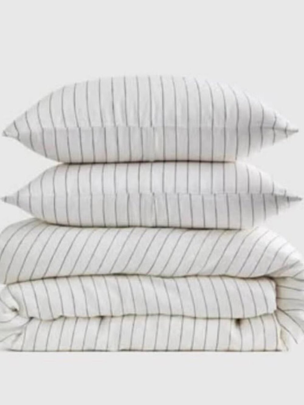 NWOT Quince FULL/QUEEN Pencil Stripe European Linen Duvet Cover Set. MSRP $224